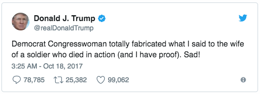 Image of Trump tweet trashing Rep. Wilson.